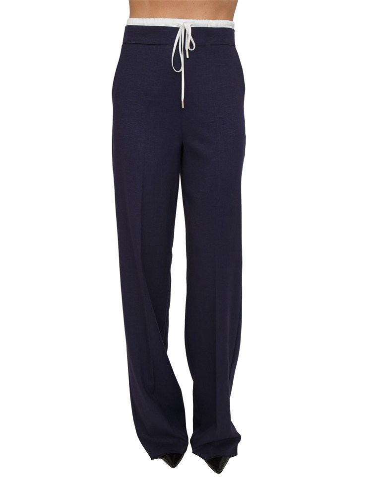 Pantalone Emmfetta Emme Marella in fluida viscosa lamÈ blu