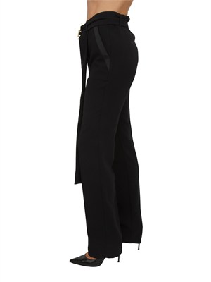 Pantaloni MLTELICA Marella in crêpe envers satin neri in DONNA