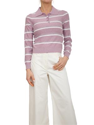 Polo maglia Emmabate di Emme Marella in lana leggera lurex lilla in DONNA