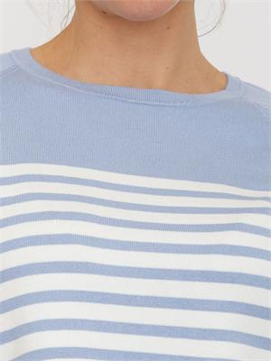 Maglia Emmghiglia Emme Marella in viscosa bianca e righe azzurre in DONNA