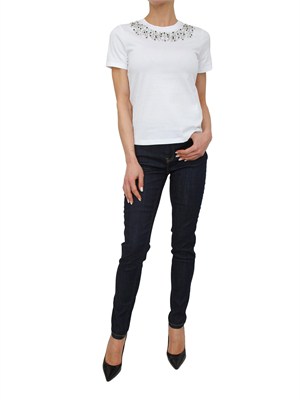 T-shirt MLSSAIO Marella in cotone bianco e cristalli in DONNA