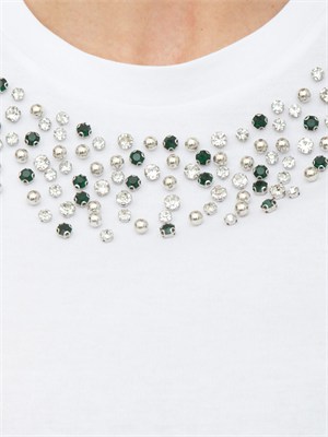 T-shirt MLSSAIO Marella in cotone bianco e cristalli in DONNA