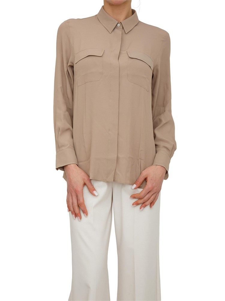 Camicia MLLFEBE Marella in crêpe de Chine misto seta tortora
