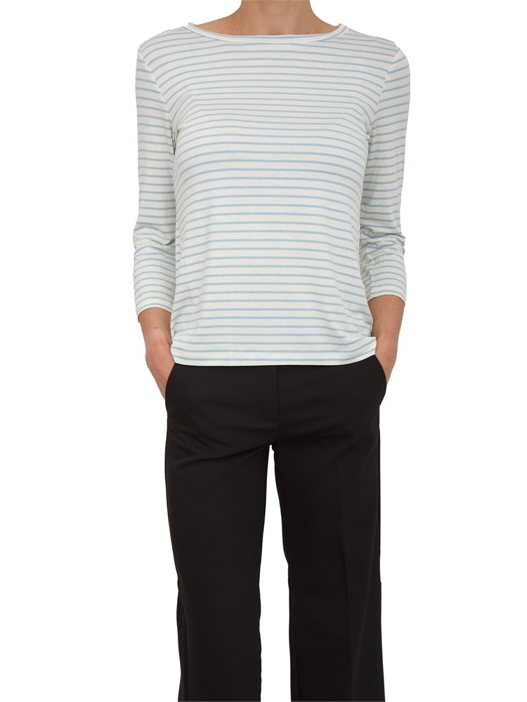 T-shirt Cosetta Emme Marella in viscosa celeste a righe