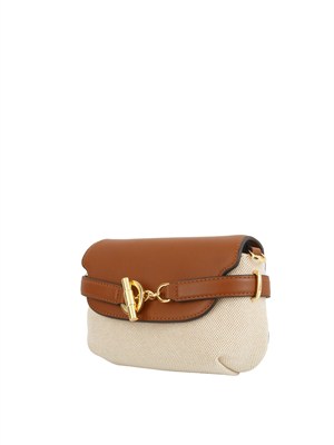 LAUREN RALPH LAUREN Borsetta Blake Ralph Lauren in tela beige e pelle cuoio in DONNA