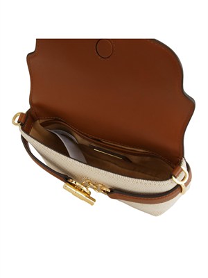 LAUREN RALPH LAUREN Borsetta Blake Ralph Lauren in tela beige e pelle cuoio in DONNA