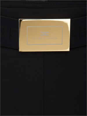 Pantaloni Elisabetta Franchi in tessuto tecnico nero in DONNA