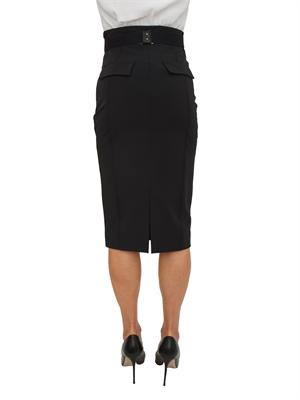 Gonna midi Elisabetta Franchi in tessuto tecnico nero in DONNA