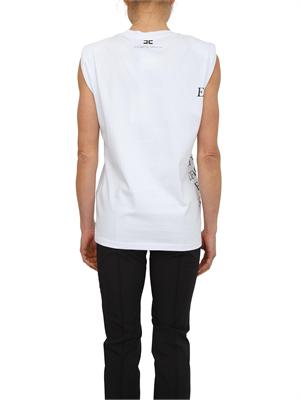 T-shirt Elisabetta Franchi in cotone bianco con scritte in DONNA