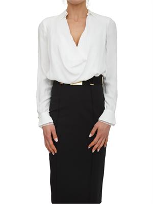 Camicia body Elisabetta Franchi in georgette di viscosa avorio in DONNA