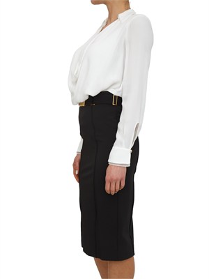 Camicia body Elisabetta Franchi in georgette di viscosa avorio in DONNA