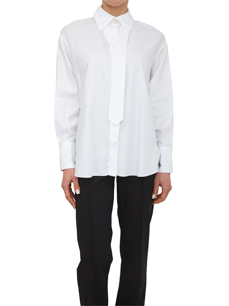 Camicia Elisabetta Franchi in cotone bianco con cravatta