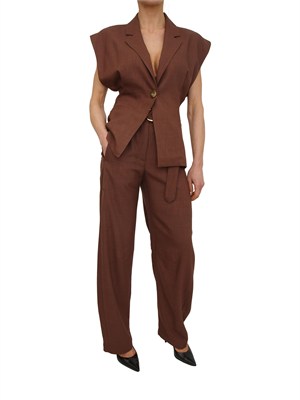 Pantaloni Lexya Pinko in tessuto panama marrone in DONNA