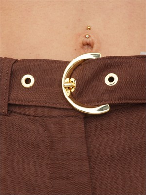 Pantaloni Lexya Pinko in tessuto panama marrone in DONNA