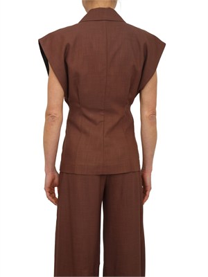 Giacca smanicata Floella Pinko in tessuto panama marrone in DONNA