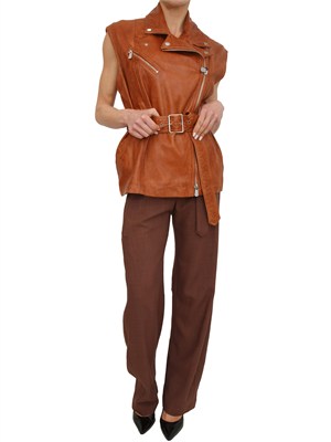 Gilet stile biker Gypsy Pinko in pelle cuoio in DONNA