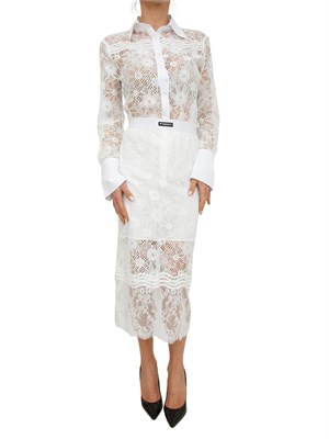 Gonna midi Harmonie Pinko in pizzo bianco in DONNA