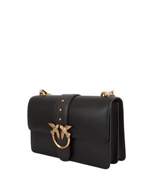 Borsa media Love Bag One Pinko in pelle nera in DONNA