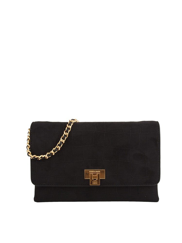 Borsa a tracolla Elisabetta Franchi in suede nero
