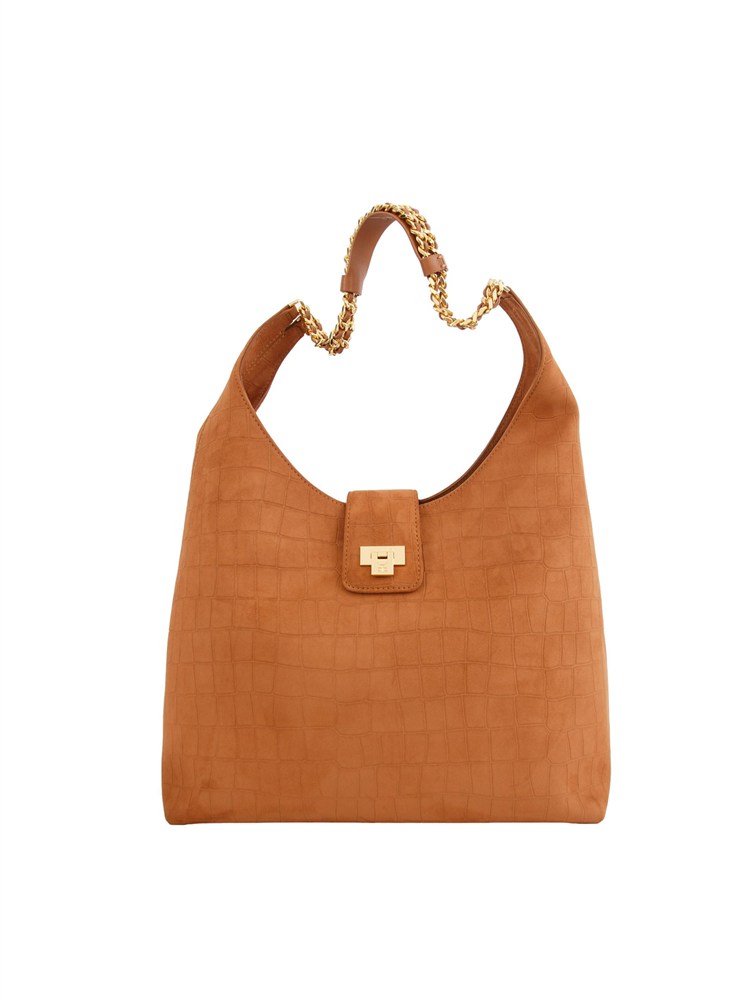 Borsa Elisabetta Franchi in suede cuoio