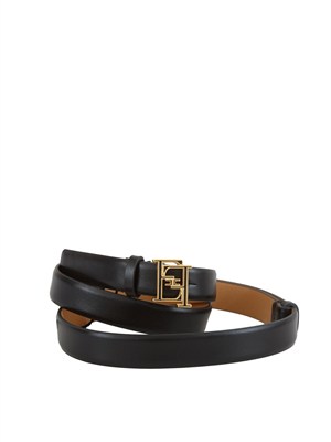 Cintura Elisabetta Franchi nero in pelle con fibbia in DONNA