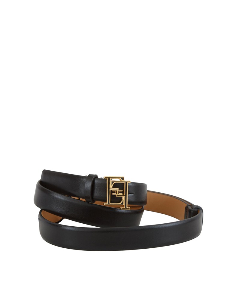 Cintura Elisabetta Franchi nero in pelle con fibbia