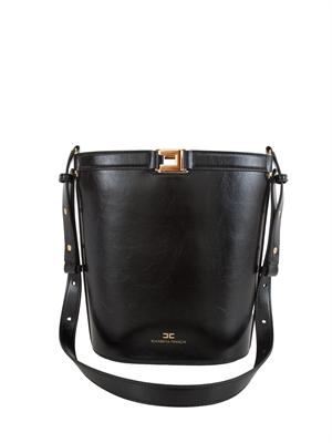 Borsa a secchiello Elisabetta Franchi effetto naplak nera in DONNA