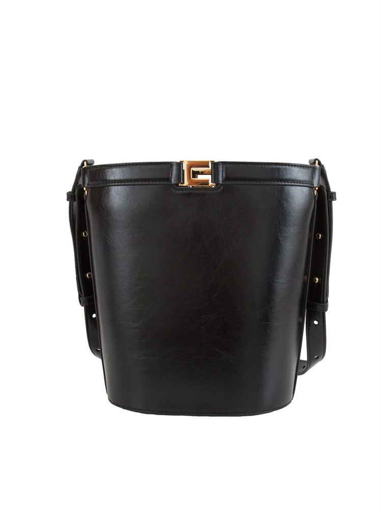 Borsa a secchiello Elisabetta Franchi effetto naplak nera