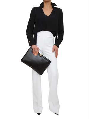 Pantaloni Elisabetta Franchi in doppio crêpe stretch avorio in DONNA