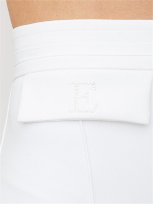 Pantaloni Elisabetta Franchi in doppio crêpe stretch avorio in DONNA