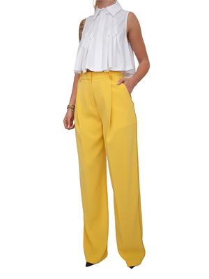 Pantaloni Elisabetta Franchi in crêpe leggero giallo in DONNA