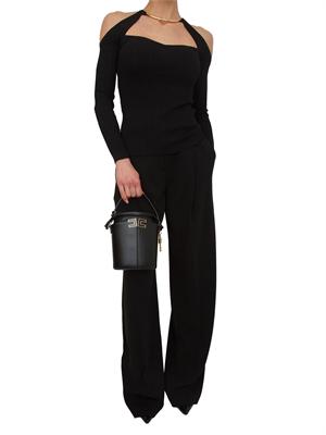 Top in maglia Elisabetta Franchi in viscosa nera e collana oro in DONNA