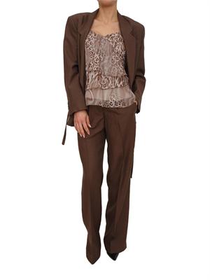 Top Blugirl in chiffon animalier con balze in DONNA