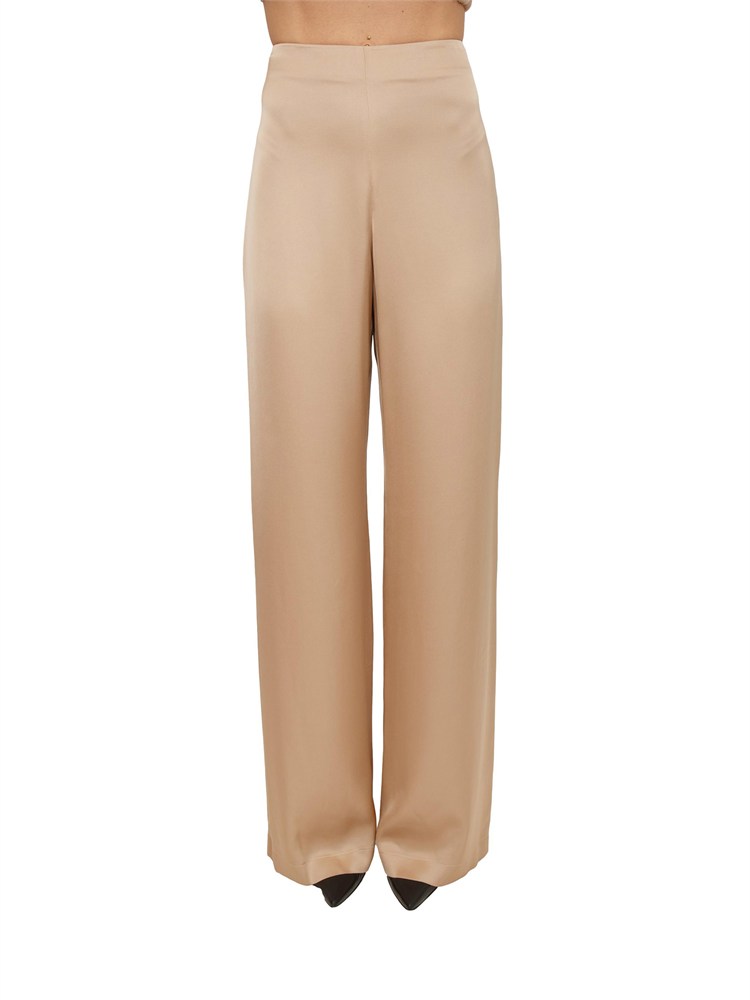 Pantaloni Blugirl in raso di viscosa cammello