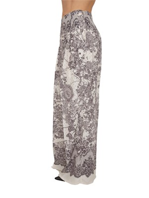 Pantaloni Blugirl in viscosa panna con stampa effetto pizzo in DONNA