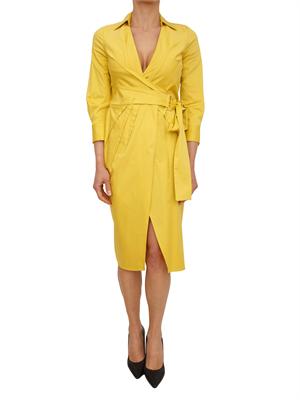 Abito a portafoglio in cotone stretch giallo Elisabetta Franchi in DONNA