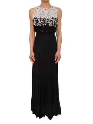 Abito lungo Elisabetta Franchi in tulle nero con petali in DONNA