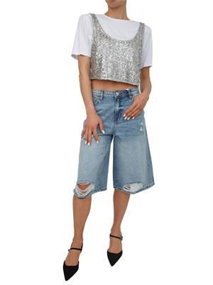 T-shirt cropped bianca Fracomina con canotta paillettes in DONNA