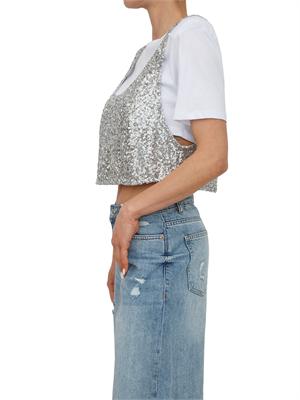 T-shirt cropped bianca Fracomina con canotta paillettes in DONNA