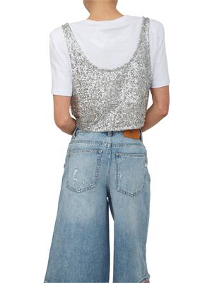 T-shirt cropped bianca Fracomina con canotta paillettes in DONNA