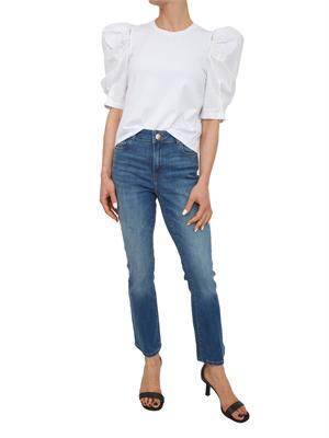 T-shirt bianca Fracomina con strass e maniche a sbuffo in DONNA