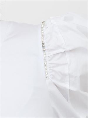T-shirt bianca Fracomina con strass e maniche a sbuffo in DONNA