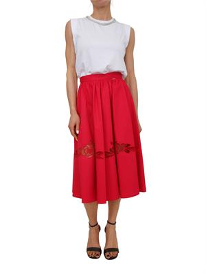 Gonna midi Fracomina in cotone fuxia ricamo fiore in DONNA