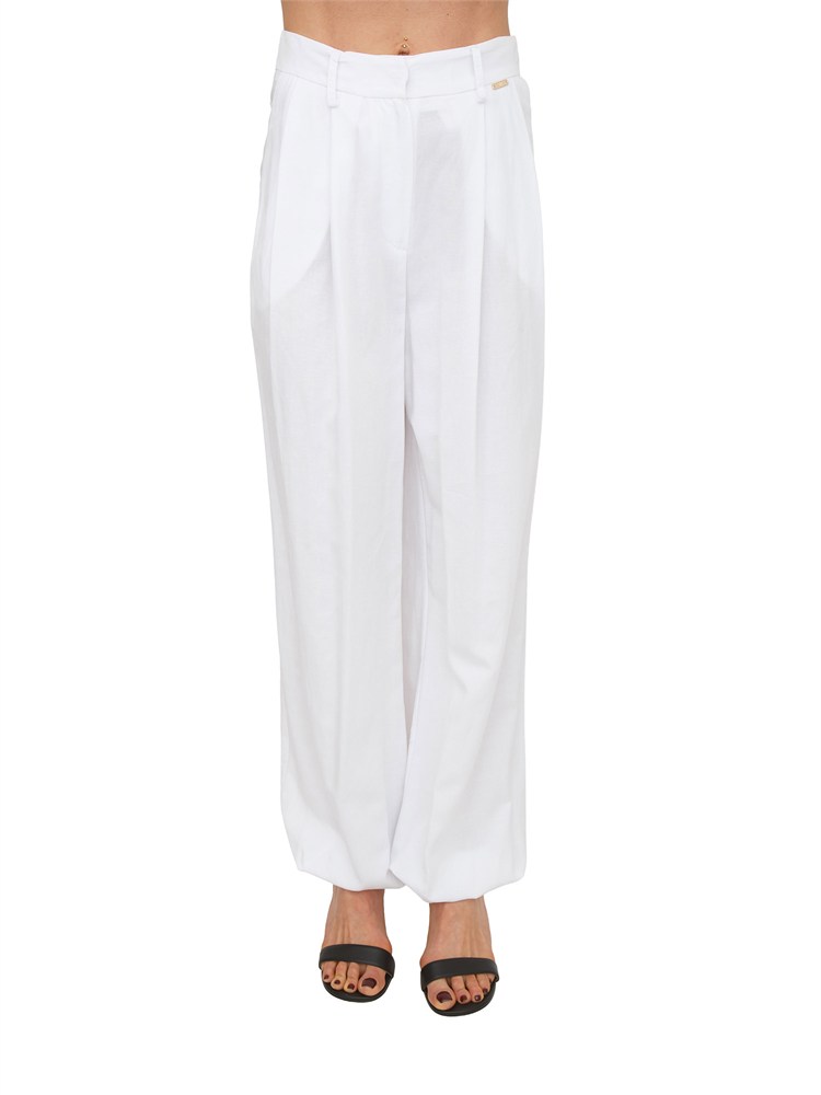 Pantaloni Fracomina in lino e viscosa bianchi