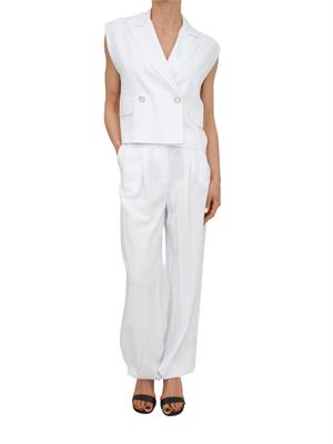 Pantaloni Fracomina in lino e viscosa bianchi in DONNA