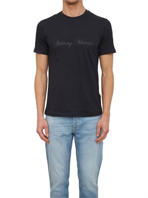 T-shirt Antony Morato in cotone blu con logo in UOMO
