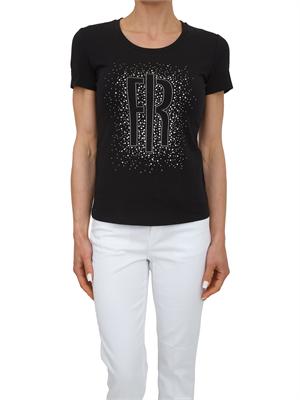 T-shirt Fracomina in cotone nero con strass in DONNA