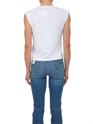 T-shirt Fracomina in cotone bianco con strass a collana in DONNA