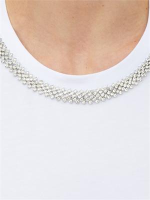 T-shirt Fracomina in cotone bianco con strass a collana in DONNA