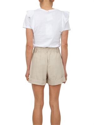 T-shirt Fracomina in cotone bianco maniche rouches e cristalli in DONNA